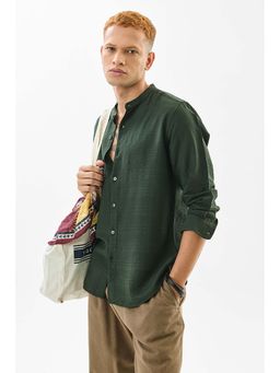 Snitch - Dark Green Stripes Full Sleeves Slim Casual Shirt