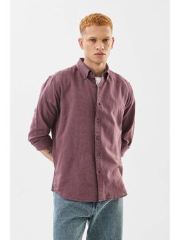 Snitch - Purple Solid Full Sleeves Slim Casual Shirt