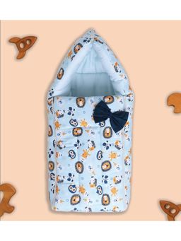 Polka Tots - Blue Lion Printed Cotton Sateen Bow Baby Sleeping Bag (18-24 Months)