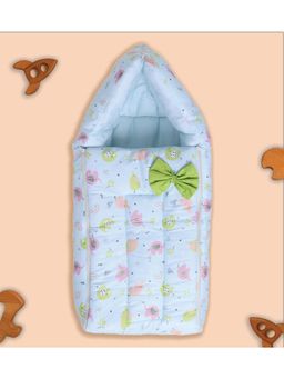 Polka Tots - Blue Elephant Printed Cotton Sateen Bow Baby Sleeping Bag (18-24 Months)