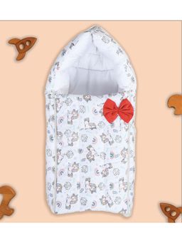 Polka Tots - White Unicorn Print Cotton Sateen Bow Baby Sleeping Bag (18-24 Months)