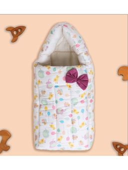 Polka Tots - Off White Balloon Print Cotton Sateen Bow Baby Sleeping Bag (18-24 Months)