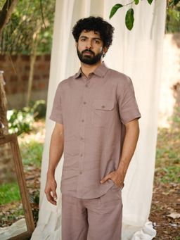 Creatures of Habit - Linen Shirt Short Sleeve- Taupe