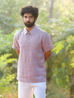 Creatures of Habit - Linen Polo Shirt- Lavender