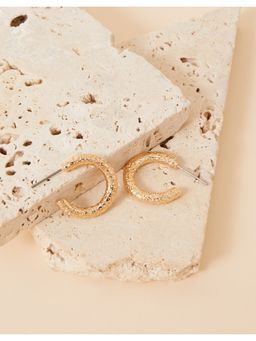 Accessorize London - Womens Gold Textured Tube Hoops Earring