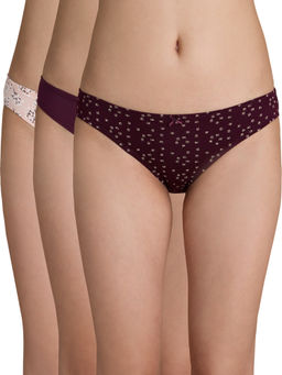 Nykd by Nykaa - Cotton Low Rise Bikini Panty with Anti odor-NYP112 Assortment 10 (Pack of 3)