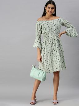 SHOWOFF - Women Green Floral Off Shoulder Dress