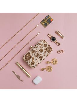 THE TAN CLAN - Aabish Beige Hand Embroidered Clutch