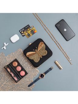 THE TAN CLAN - NIgah Square Hand Embroidered Butterfly Clutch