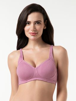 Amante - Cotton Solid Non-Padded Full Cup Wire Free Full Figure Bra - Purple