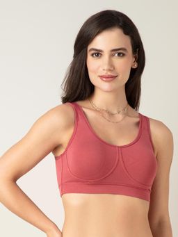 Amante - Modal Solid Non-Padded Full Cup Wire Free Full Figure Bra - Red