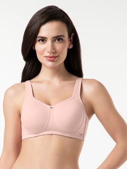 Amante - Cotton Solid Non-Padded Full Cup Wire Free Full Figure Bra - Pink