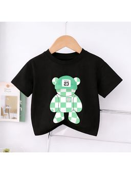 Googo Gaaga - Boys Black Graphic Teddy Print Cotton T-Shirt