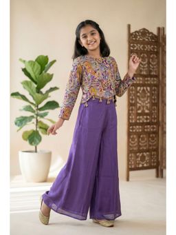 Lagorii - Purple Embroidered Top and Palazzo