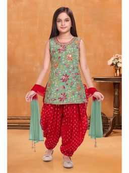 Lagorii - Green Printed Kurti with Salwar and Dupatta