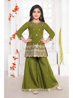 Lagorii - Green Embroidered Kurti and Palazzo