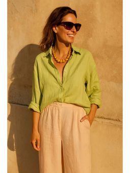 FABULOUS - Green Solid Collar Neck Shirt