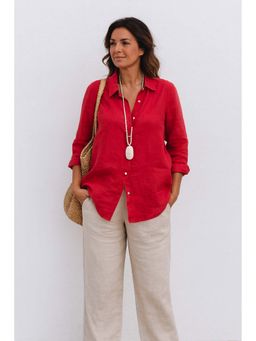 FABULOUS - Red Solid Collar Neck Shirt