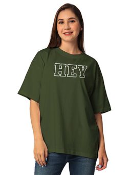 Status Mantra - Olive Typography Oversized T-Shirt