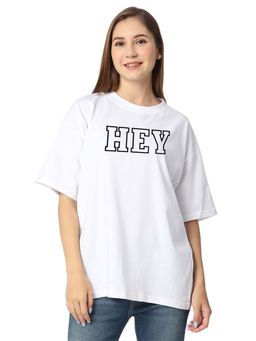 Status Mantra - White Typography Oversized T-Shirt