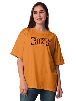 Status Mantra - Yellow Typography Oversized T-Shirt