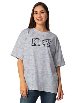 Status Mantra - Grey Typography Oversized T-Shirt