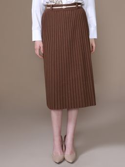 Kazo - Women Brown Knitted Pleated Skirt