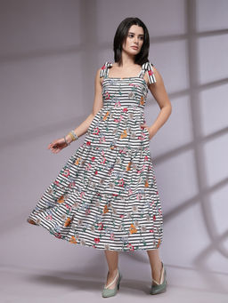 KASSUALLY - Shoulder Straps A-Line Midi Dress