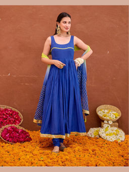 Taro India - Blue Kashvi Anarkali Kurta with Pant and Dupatta