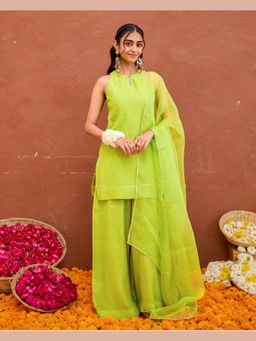 Taro India - Green Harini Kurta with Palazzo and Dupatta
