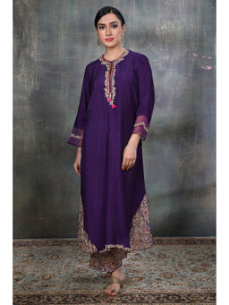 Label Niti Bothra - Purple Leaf Jaal Kurta with Pant
