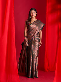 Beatitude - Green Woven Banarasi Saree with Unstitched Blouse