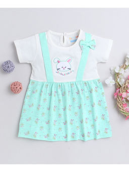 Bumzee - Mint Green Girls Half Sleeves Cotton Frock