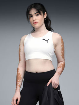 Puma - White Cross The Line Women's Sweat-Wicking Crop Tank Top