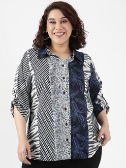 THE PINK MOON - Navy Blue Cotton Midnight Mix Shirt