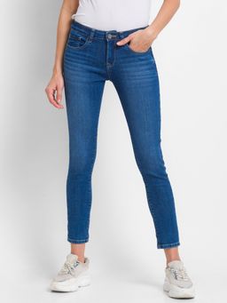 Spykar - Mid Blue Lycra Super Skinny Regular Length Jeans For Women (alicia)