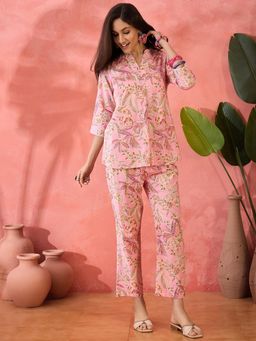 Gahan - Cotton Floral Printed Pink Co-Ord (Set of 2)
