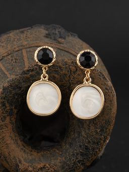 E2O - Gold Plated Pearl Crafted Contemporary Drop Earring