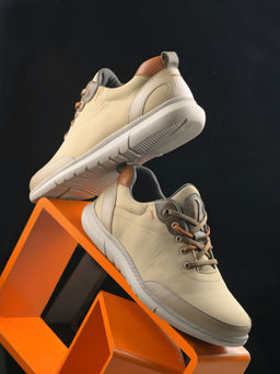 EGOSS - Moonwalk Premium Micro Fabric Casual Sneakers Beige