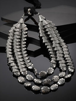 PANASH - Oxidised Silver-Plated Layered Handcrafted Necklace