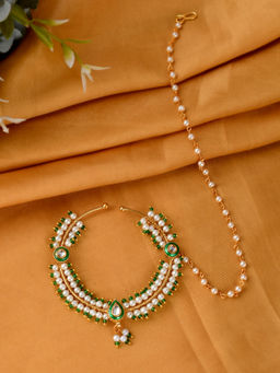 Silvermerc Designs - Gold Plated Green Beaded Noserings