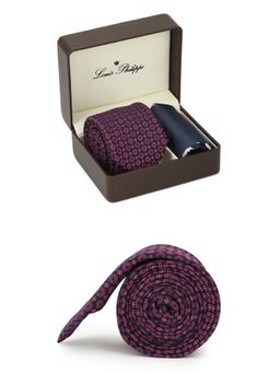 Louis Philippe - Men Purple Printed Tie & Pocket Square
