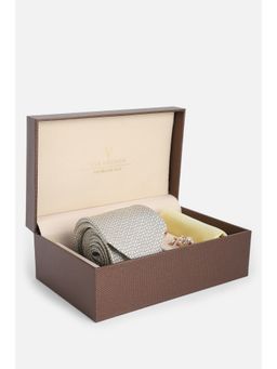 Van Heusen - Men Grey Tie Pocket Square & Cufflinks