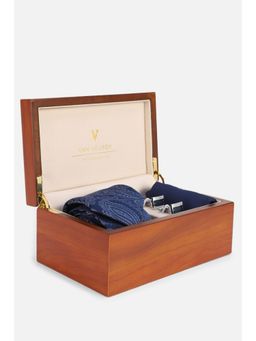 Van Heusen - Men Navy Blue Tie Pocket Square & Cufflinks