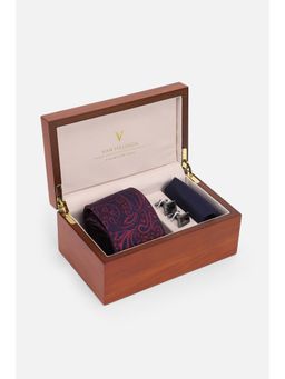 Van Heusen - Men Navy Blue Tie Pocket Square & Cufflinks