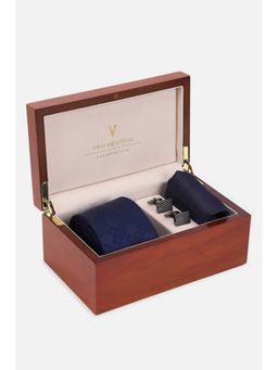 Van Heusen - Men Navy Blue Tie Pocket Square & Cufflinks