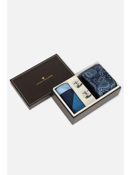 Louis Philippe - Men Blue Embroidered Tie Pocket Square & Cufflinks