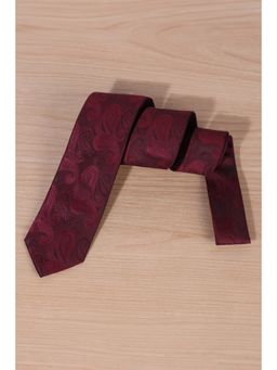 Louis Philippe - Men Maroon Embroidered Tie