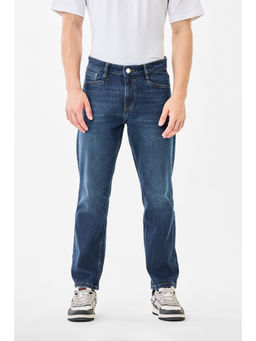 Snitch - Men Dark Blue Washed Relaxed Casual Jeans