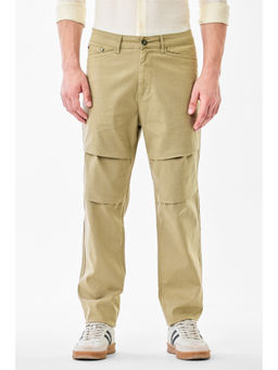 Snitch - Men Khaki Textured Stretch Baggy Trouser